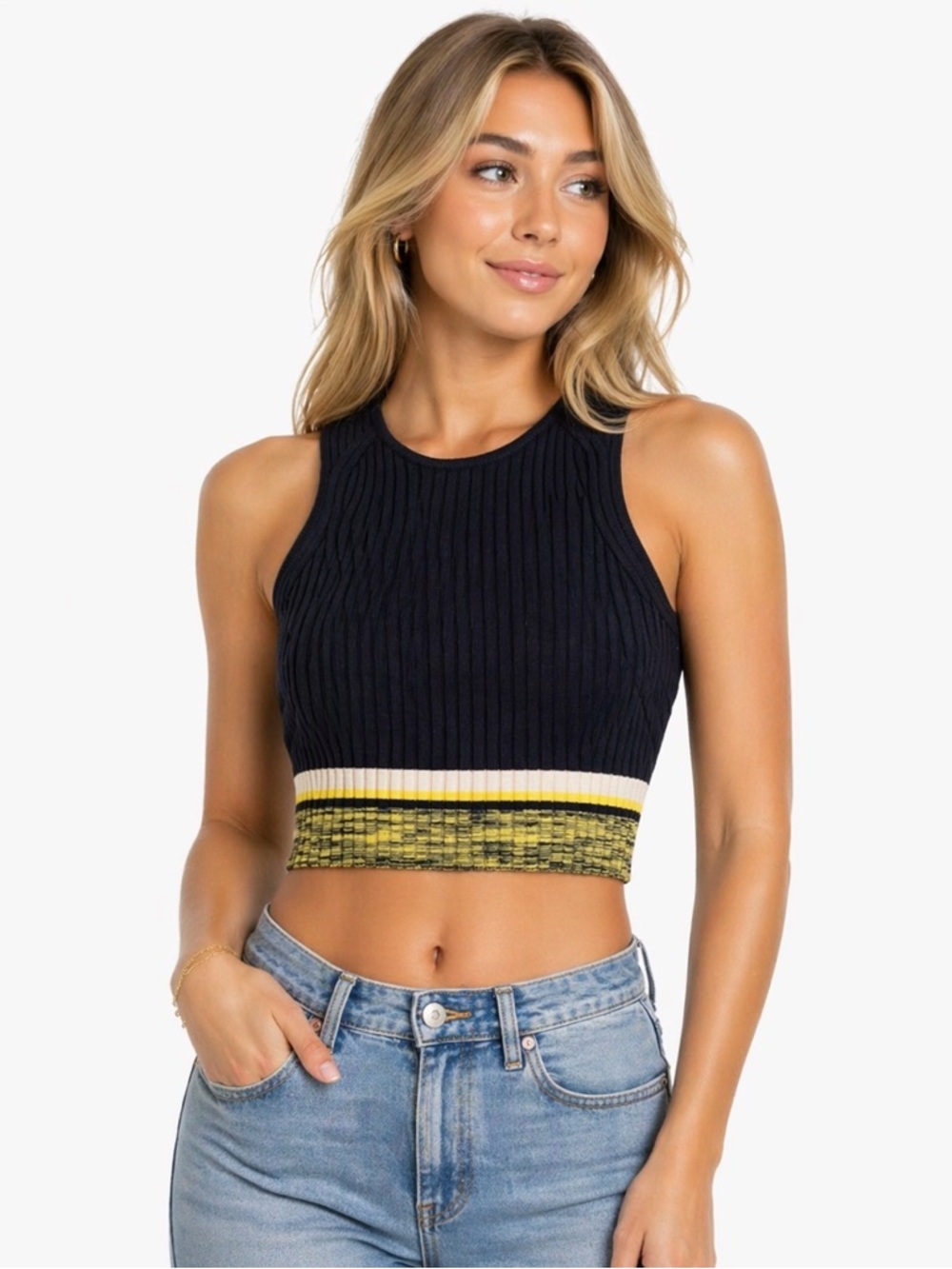 rag & bone Navy Ribbed Tank
